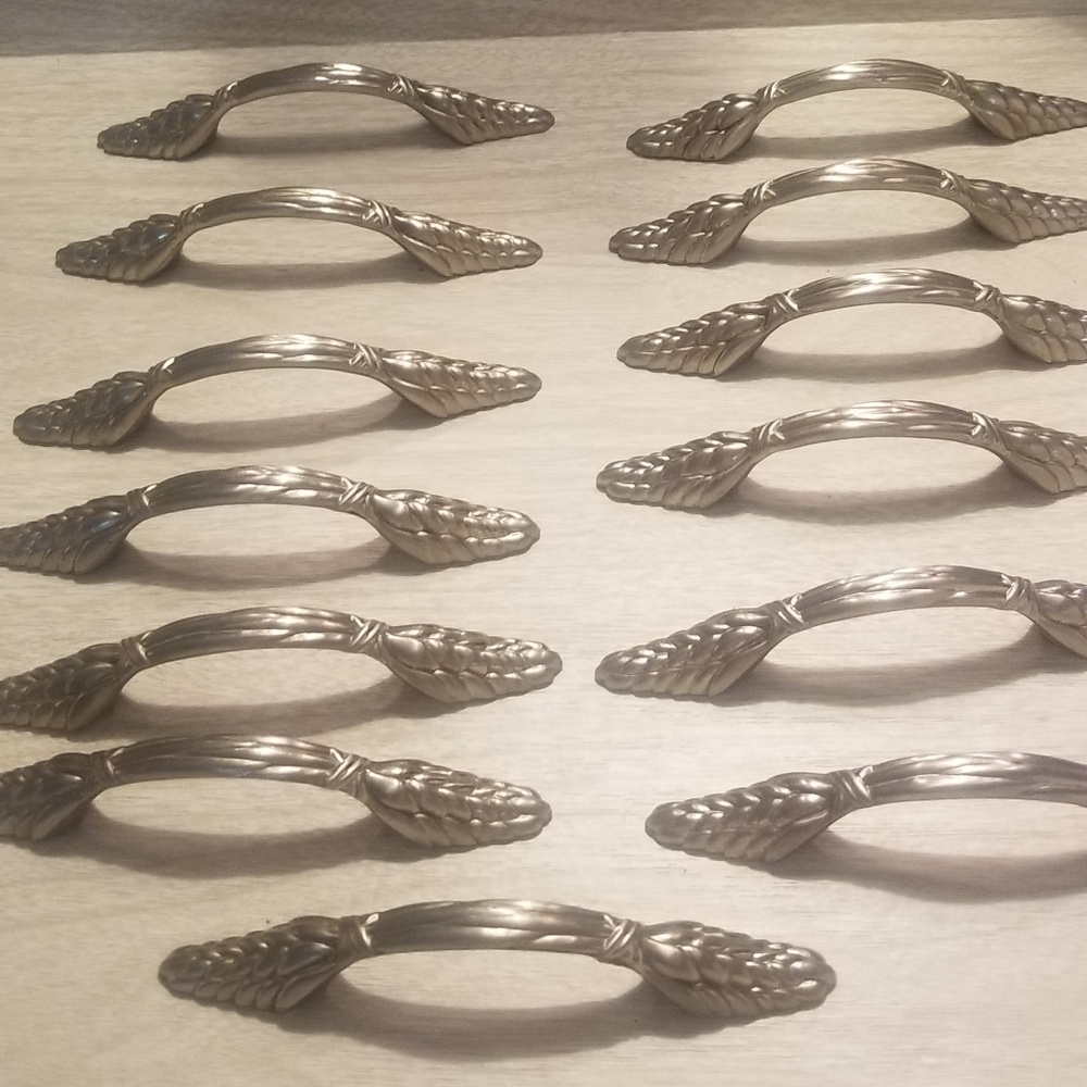 set of 10 satin nickel drawer cabinet pulls new silver